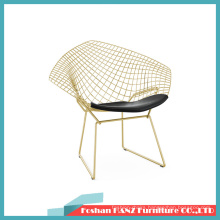 Hotel Outdoor Gardon Bertoia Golden Diamond Chair with Seat Cushion